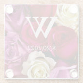 Eleganter Monogram Floral Glass Untersetzer (Rückseite)