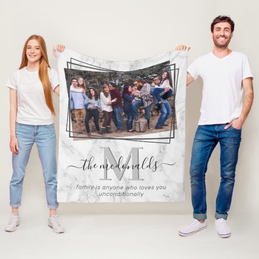 Eleganter Monogram-Foto-Marmor Fleecedecke (Beispiel)