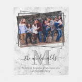 Eleganter Monogram-Foto-Marmor Fleecedecke (Vorderseite)