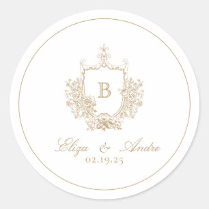 Eleganter Monogram Gold Classic Round Aufkleber