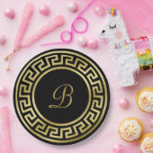 Eleganter Monogram Gold Glitzer Griechischer Key B Pappteller (Party)