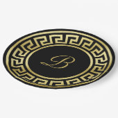 Eleganter Monogram Gold Glitzer Griechischer Key B Pappteller (Schrägansicht)