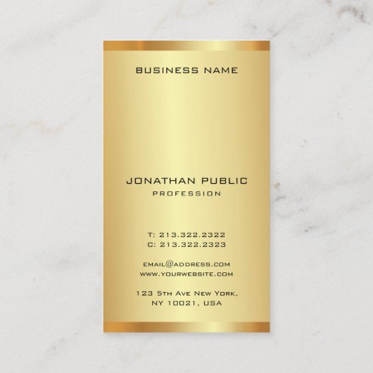 Eleganter Monogram Gold Look Moderner Vertikaler L Visitenkarte (Rückseite)