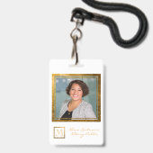 Eleganter Monogram Gold Square Rahmen Ausweis (Vorderseite mit Lanyard)