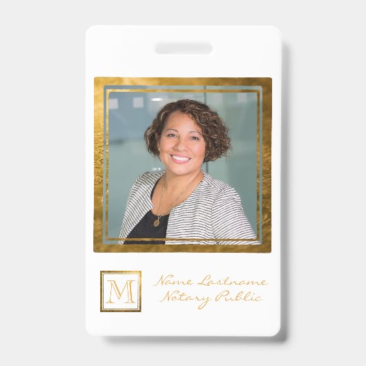 Eleganter Monogram Gold Square Rahmen Ausweis (Vorderseite)
