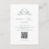 Eleganter Monogram Green UAWG Online QR Code Begleitkarte (Vorderseite)