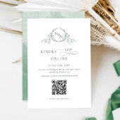 Eleganter Monogram Green UAWG Online QR Code Begleitkarte