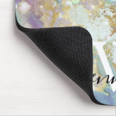 Eleganter Monogram Holographic Glitzer Lila Galaxy Mousepad (Ecke)