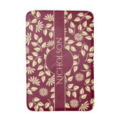 Eleganter Monogram Individuelle Name Leaf Daisy Bu Badematte (Vorderseite Vertikal)