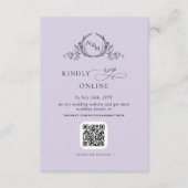 Eleganter Monogram Lavender QR Code / UAWG Online Begleitkarte (Vorderseite)