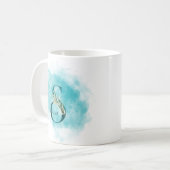 Eleganter Monogram Letter A Aquamarine Gold-Blume Kaffeetasse (Vorderseite Links)