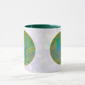 Eleganter Monogram Letters Turquoise & Gold Glitze Tasse (Zentrum)