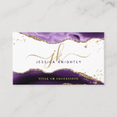 Eleganter Monogram Lila Agate Gold Glitzer Visitenkarte (Vorderseite)
