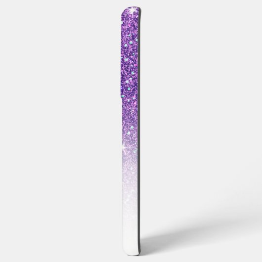 Eleganter Monogram Lila Glitzer Ombre Vorname Samsung Galaxy Hülle (Linke Seite)