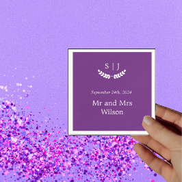 Eleganter Monogram Lila Jewel Tone Dinner Cocktail Serviette