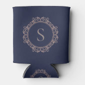 Eleganter Monogram Moderner klassischer Navy-Kupfe Dosenkühler (Vorderseite)