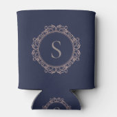 Eleganter Monogram Moderner klassischer Navy-Kupfe Dosenkühler (Rückseite)