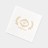 Eleganter Monogram Name Extravagant Wreath White G Servietten Mit Folie (Links)