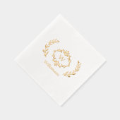 Eleganter Monogram Name Extravagant Wreath White G Servietten Mit Folie (Rechts)