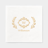 Eleganter Monogram Name Extravagant Wreath White G Servietten Mit Folie (Vorderseite)
