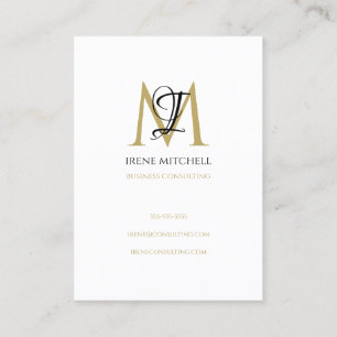 Eleganter Monogram Name Schwarz-weiß Gold Visitenkarte