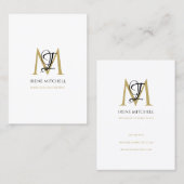 Eleganter Monogram Name Schwarz-weiß Gold Visitenkarte (Vorne/Hinten)