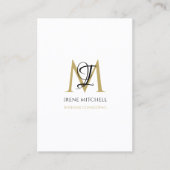 Eleganter Monogram Name Schwarz-weiß Gold Visitenkarte (Vorderseite)