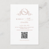 Eleganter Monogram Peach UAWG Online QR Code Begleitkarte (Vorderseite)