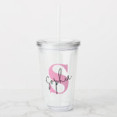 Eleganter Monogram Personalisiert Acrylic Tumbler Acryltrinkbecher (Vorderseite)