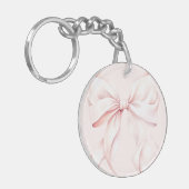 Eleganter Monogram Pink Bow Schlüsselanhänger (Vorderseite links)