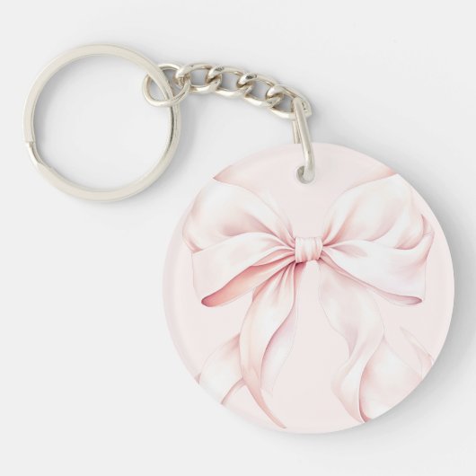 Eleganter Monogram Pink Bow Schlüsselanhänger (Vorderseite)