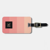 Eleganter Monogram Pink Striping Individuelle Name Gepäckanhänger (Vorderseite horizontal)