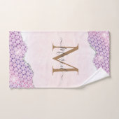 Eleganter Monogram Rose rosa Glitzer Badhandtuch Set (Handtuch)
