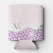Eleganter Monogram Rose rosa Glitzer Dosenkühler (Rückseite)