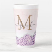 Eleganter Monogram Rose Rosa Glitzer Latte Tasse (Vorderseite)