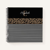 Eleganter Monogram, schwarzer Leopard, Animal Prin Notizblock (Vorderseite)