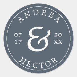 Eleganter Monogram Smoky Navy Umschlag Aufkleber