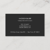 Eleganter Monogram Streifen Schwarz/Rosa Salon Visitenkarte (Rückseite)