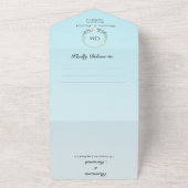 Eleganter Monogram Summer Beach Hochzeit in einem All In One Einladung (Außenbereich)