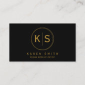 Eleganter Monogram Vegan Makeup Artist, Visitenkarte (Vorderseite)