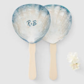 Eleganter Monogram Watercolor Seashell Rustic Beac Fächer (Vorne und Hinten)