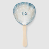 Eleganter Monogram Watercolor Seashell Rustic Beac Fächer (Vorderseite)