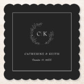 Eleganter Monogram Wedding Paper Untersetzer (Vorderseite)