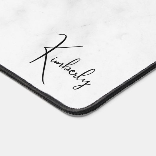 Eleganter Monogram, weißer grauer Marmor Schreibtischunterlage (Ecke)