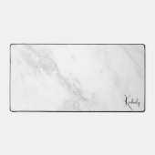 Eleganter Monogram, weißer grauer Marmor Schreibtischunterlage (Vorderseite)