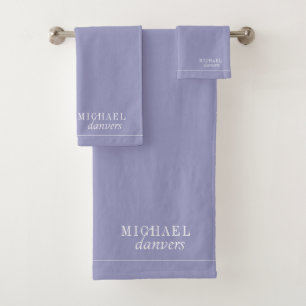 Eleganter Monogram White Name Lavender Badhandtuch Set
