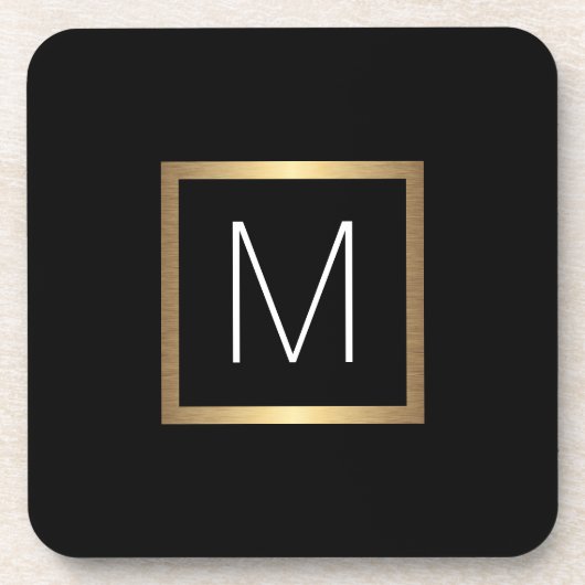 Eleganter Monogramm-Anfangsgoldengefälle Getränkeuntersetzer (Vorderseite)