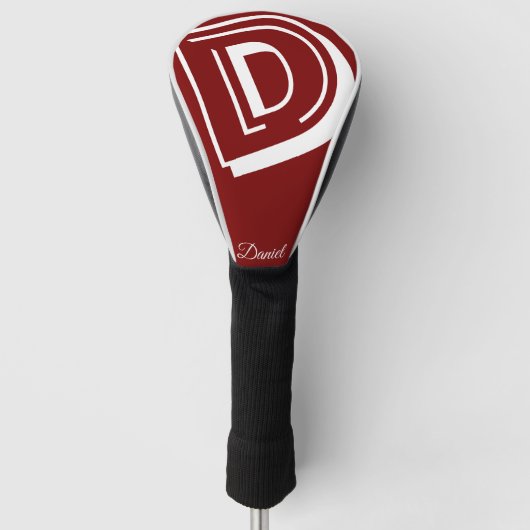 Eleganter Monogramm-Anfangsname personalisiert Golf Headcover (Vorderseite)