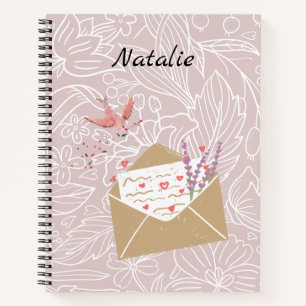 Eleganter monogramm-blumenhintergrund rosa notizblock