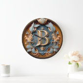 Eleganter Monogramm-Brief B Royal Familienname Große Wanduhr (Zuhause)